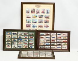 A collection of 4 framed cigarette cards. Castella Britain’s Motoring History 45x65cm. 44x28cm.