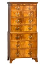 A large Georgian style mahogany tallboy chest of drawers on splayed bracket feet. 80x47x166.5cm