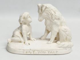 A plaster figure titled ‘Can’t You Talk’ from the original by Princess Charlotta Eugenie. 19x14cm