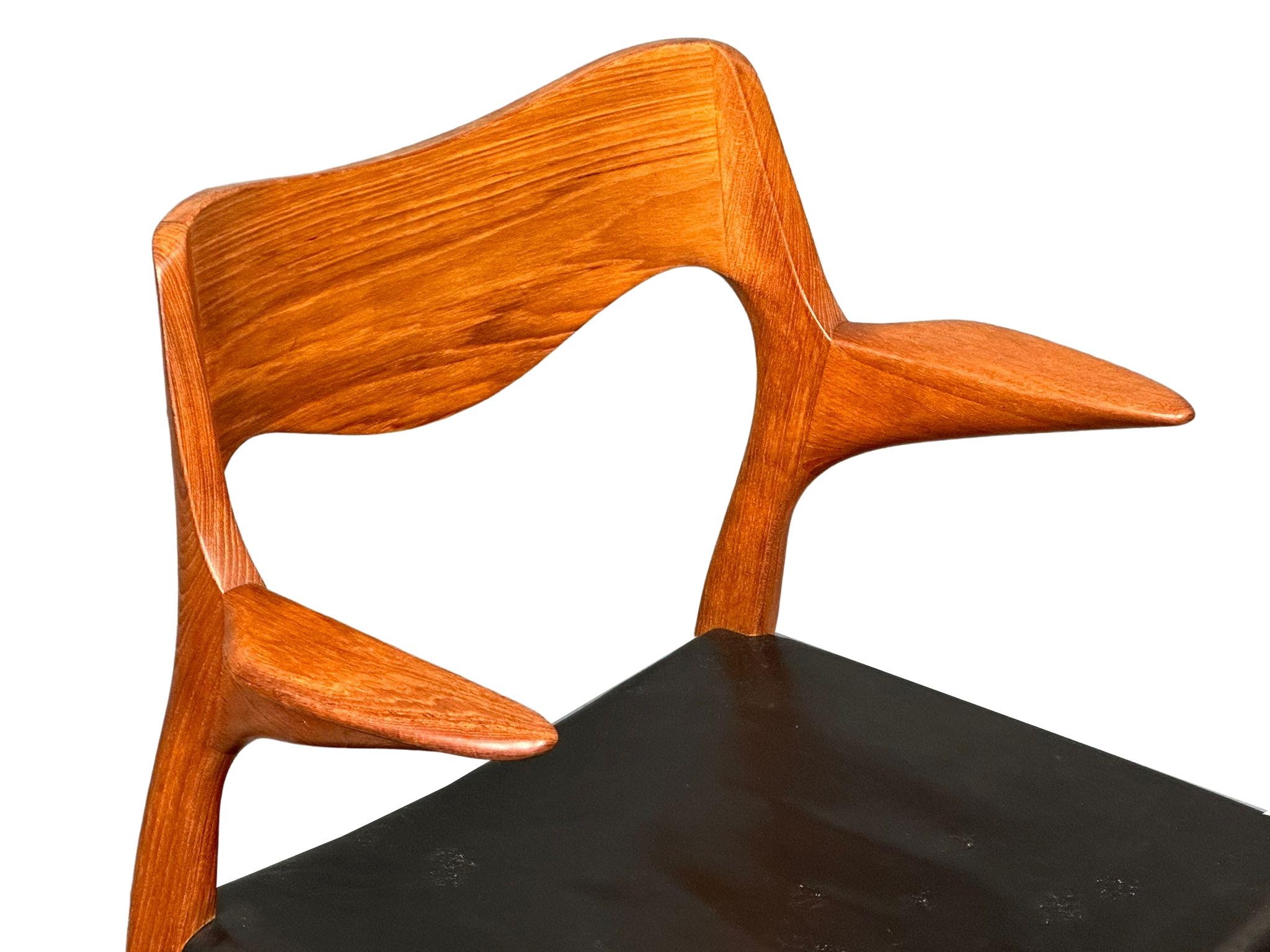 A pair of rare Danish Mid Century teak carver armchairs designed by Niels Otto Moller for J.L. - Image 12 of 12