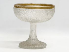 A Mid 19th century Harrach Crackle Glass comport with gilt rim. Bohemia, 1850-1870. 15x15.5cm