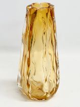 A vintage Amber Glass vase. 12x28cm