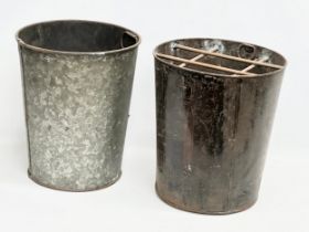 2 Victorian galvanised liners. 34x38.5cm