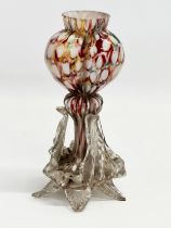 A late 19th century Franz Welz Splatter Glass ‘Heart’ vase. Bohemia, 1850-1880. 10x17.5cm