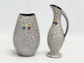 2 West German Mid Century crackle glazed pots by Jopeko Keramik. 1950’s. 21cm