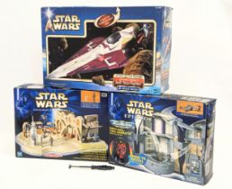 A collection of 3 Star Wars models including a Star Wars Episode I Tatooine set, Darth Maul/Theed