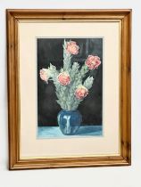 A large Still life oil painting by Constance Evelyn Fears (C.E. Fears) Marsh Rose. Rarest Flower