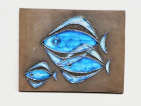 A Danish Mid Century wall plaque designed by Inge Exner for Knabstrup, Denmark. 29.5x23cm