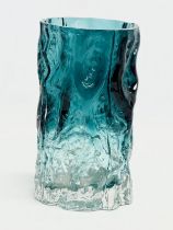 A Mid Century Textured Bark Glass vase by Ingrid Glashutte. 1970’s. 10x18cm