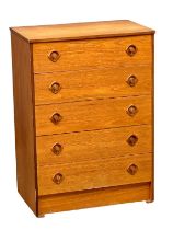 A Danish Mid Century teak chest of drawers designed by Erik Franssons. 69x43x96cm