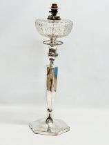 A large excellent quality late 19th century Irish silver plated converted table lamp with cut