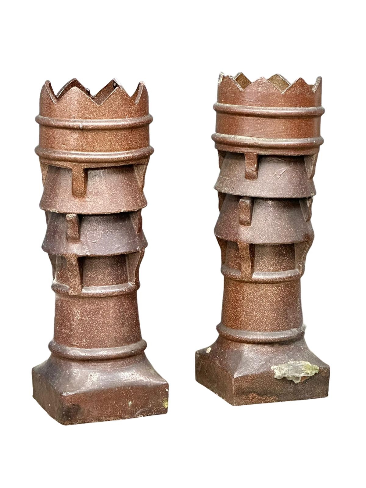 A pair of very large Victorian King chimney pots. 38x106cm