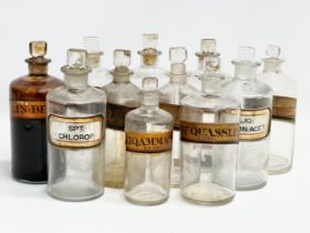 A collection of late 19th/early 20th century chemist bottles. 20cm