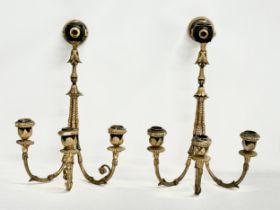 A pair of 19th century gilt 3 branch wall sconces. 27x42cm