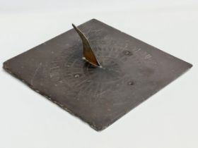 Richard Melville. A 19th century slate and bronze sundial by Richard Melville. 34.5x35.5cm