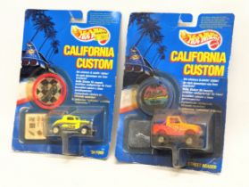 2 vintage Hot Wheels 'California Custom's model cars by Mattel, including a Street Roader and 1934