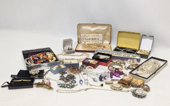 A collection of vintage costume jewellery including watches, necklaces, brooches, etc.