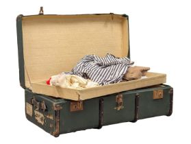 A large vintage trunk with contents. 91x51x30cm
