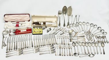 A collection of good quality late 19th century Walker & Hall silver plated cutlery and 4 boxes of