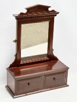 A large Victorian mahogany wall hanging/tabletop vanity mirror with 2 drawers. 52x20x75cm