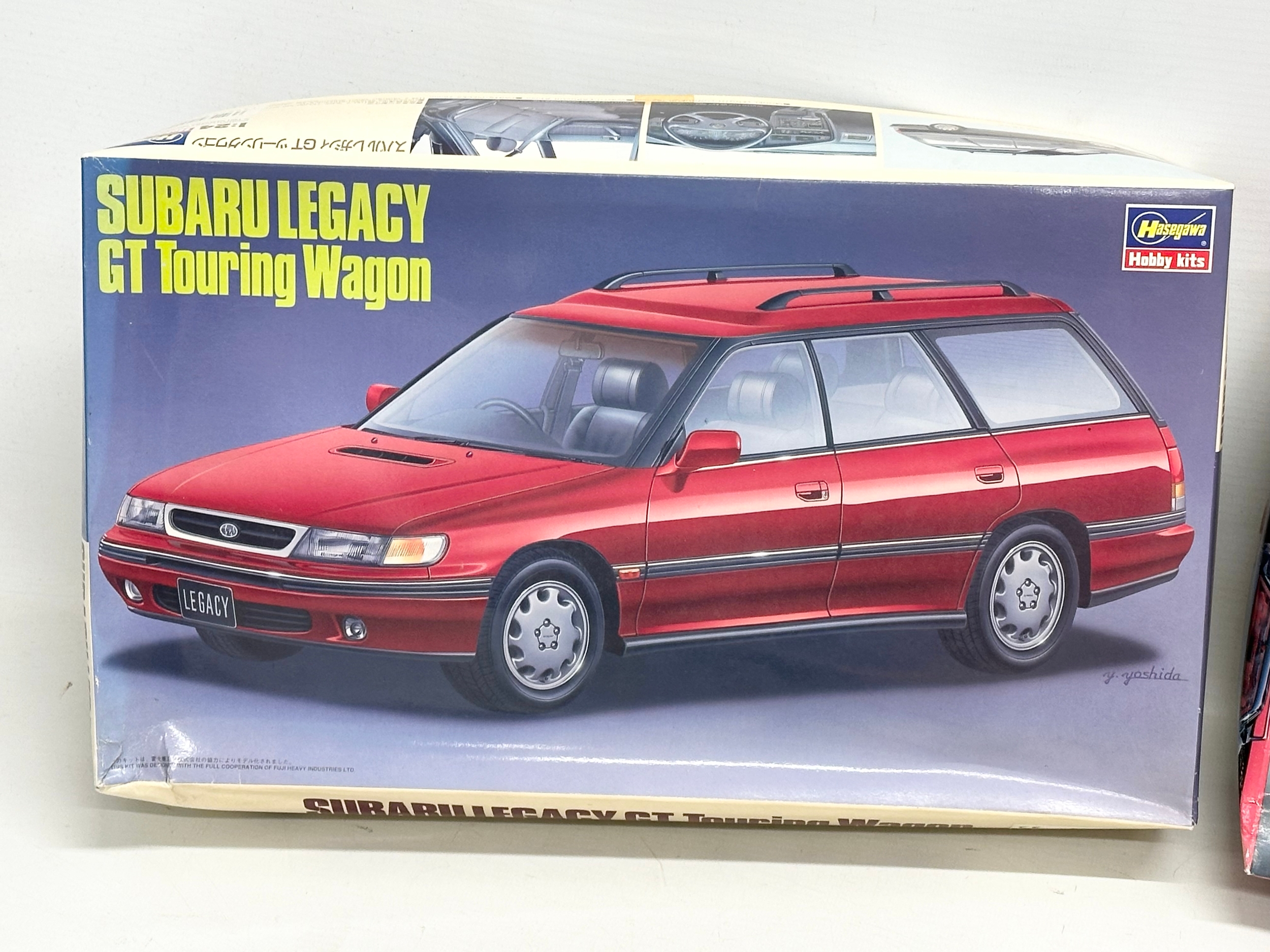 3 unused model car kits in boxes. Ferrari 348ts. Koenig Specials Comfort. Hasegawa Subaru Legacy - Image 4 of 7