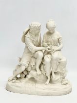 A mid 19th century Charles Cumberworth Parian Ware figurine of Paul & Virginia by Copeland. 29.