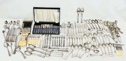 A large collection of 19th and early 20th century silver plated cutlery.