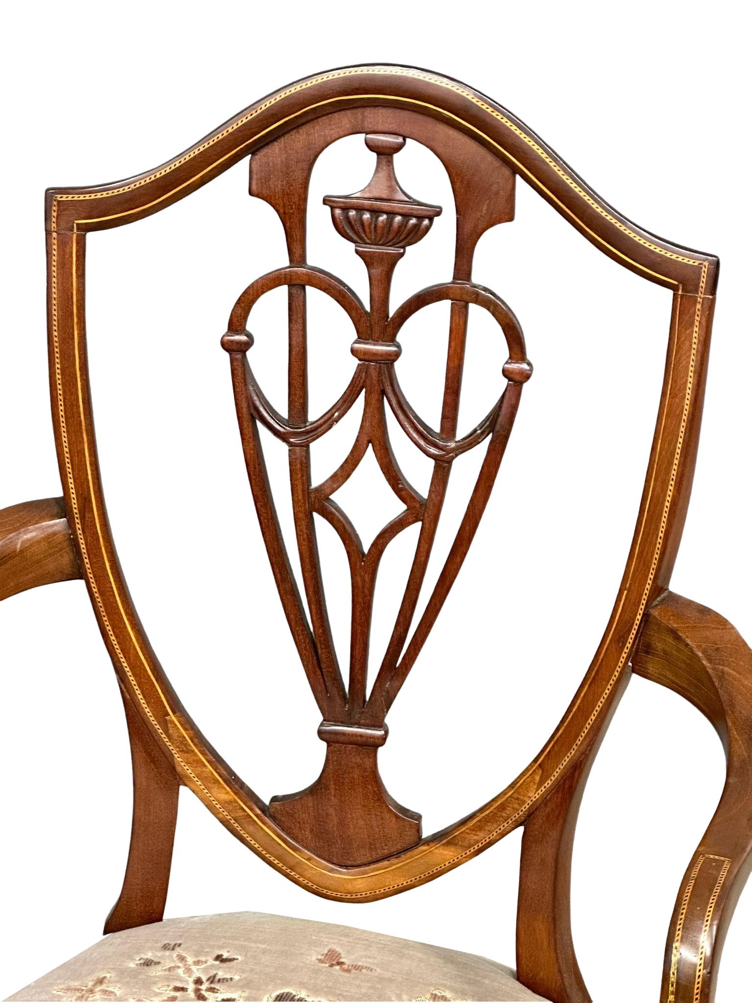 A good quality early 20th century Sheraton Revival inlaid mahogany armchair. Circa 1900-1910(3) - Image 5 of 5