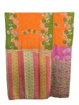 A large vintage throw made from Indian Sarees. 126x216cm