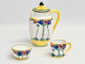 A rare 3 piece early 20th century Adderleys LTD ‘Anemone’ coffee set. Circa 1926-1930.