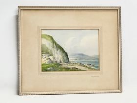 A watercolour by G.W. Morrison. Coast Road, County Antrim. 25x18cm. Frame 45x37.5cm
