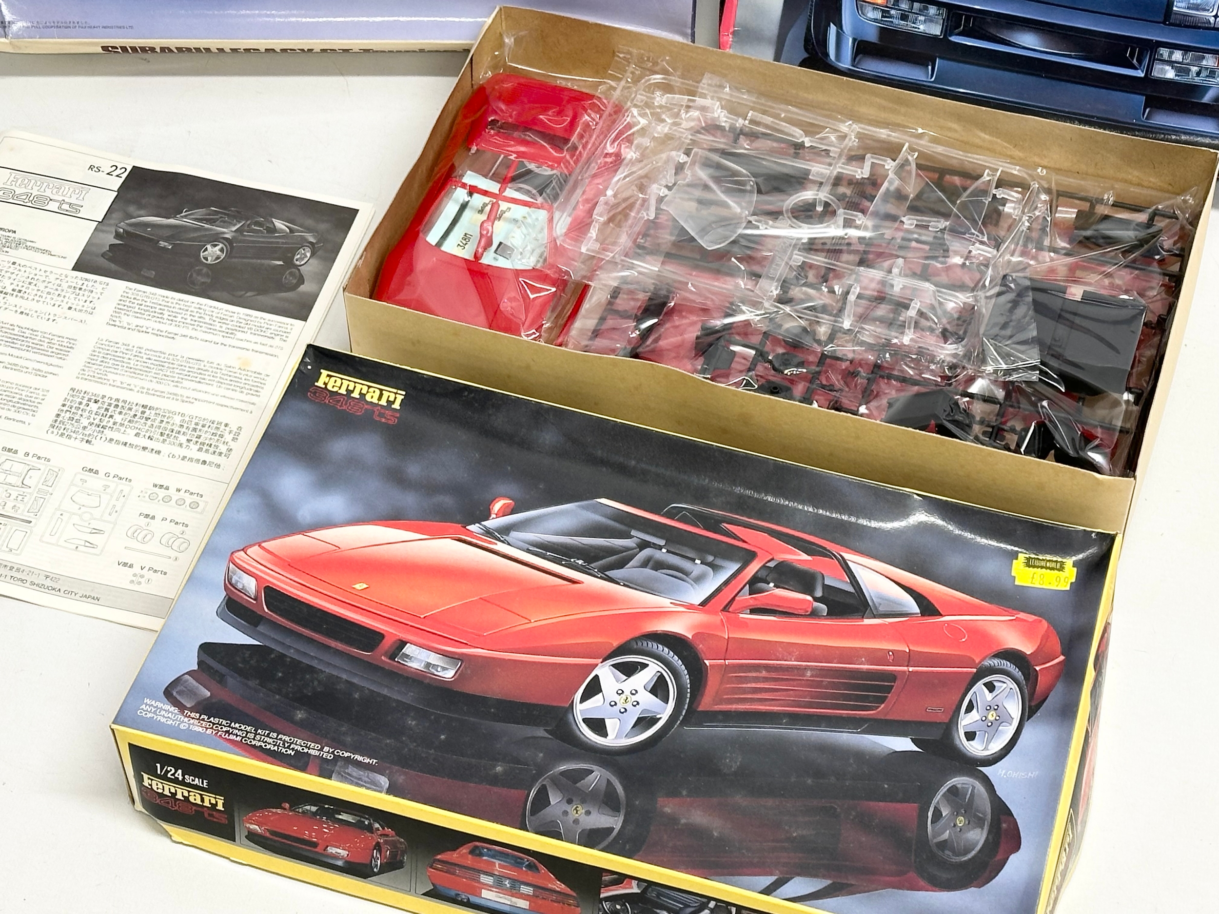 3 unused model car kits in boxes. Ferrari 348ts. Koenig Specials Comfort. Hasegawa Subaru Legacy - Image 5 of 7