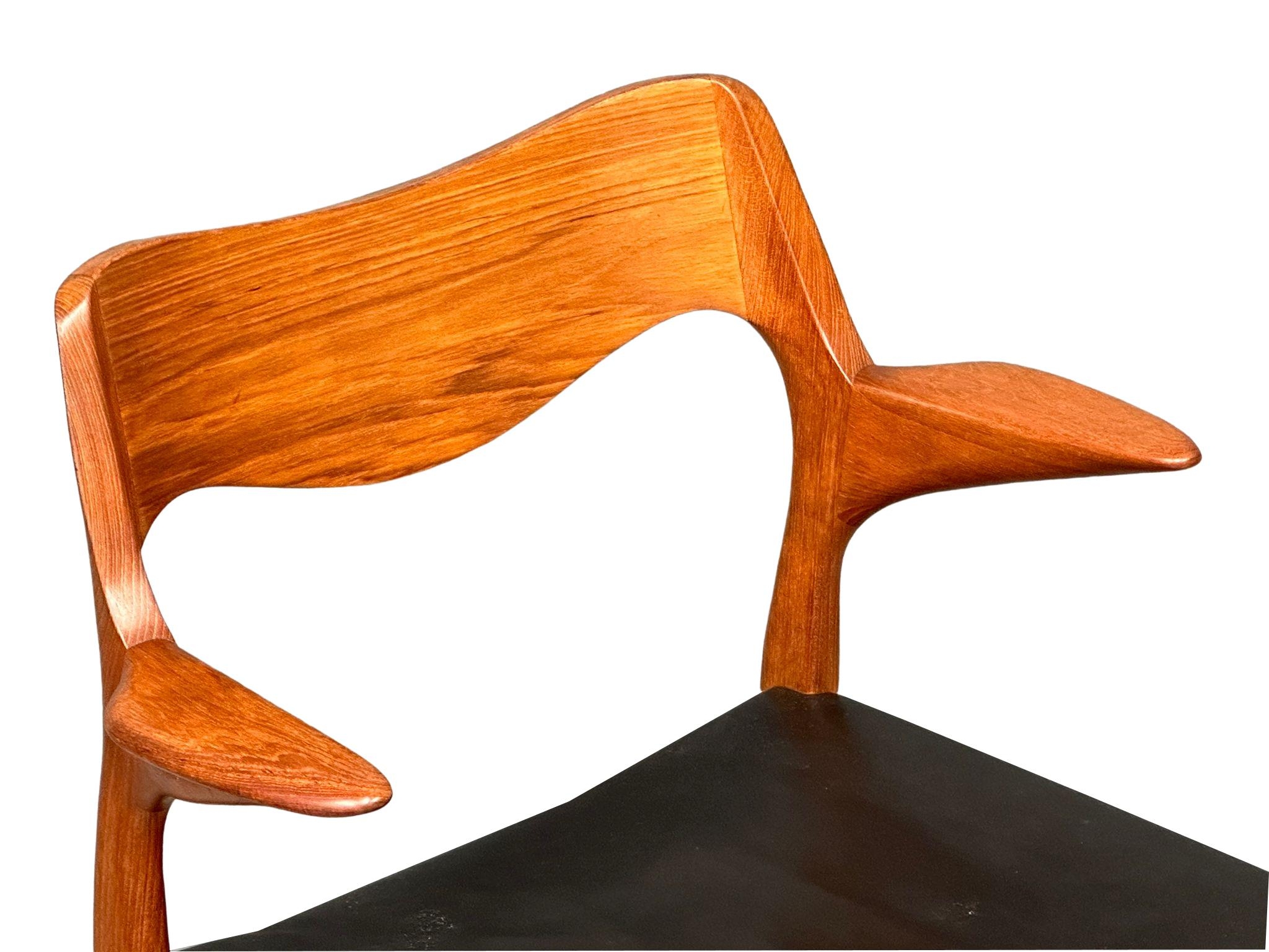 A set of 6 rare Danish Mid Century teak carver chairs designed by Niels Otto Moller for J.L. Moller. - Image 9 of 20