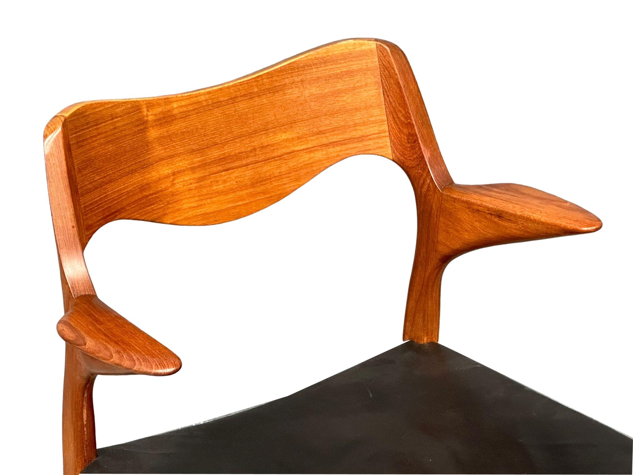 A set of 6 rare Danish Mid Century teak carver chairs designed by Niels Otto Moller for J.L. Moller. - Image 13 of 20