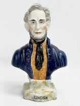 A vintage Staffordshire pottery bust of President Abraham Lincoln. 14x24cm.