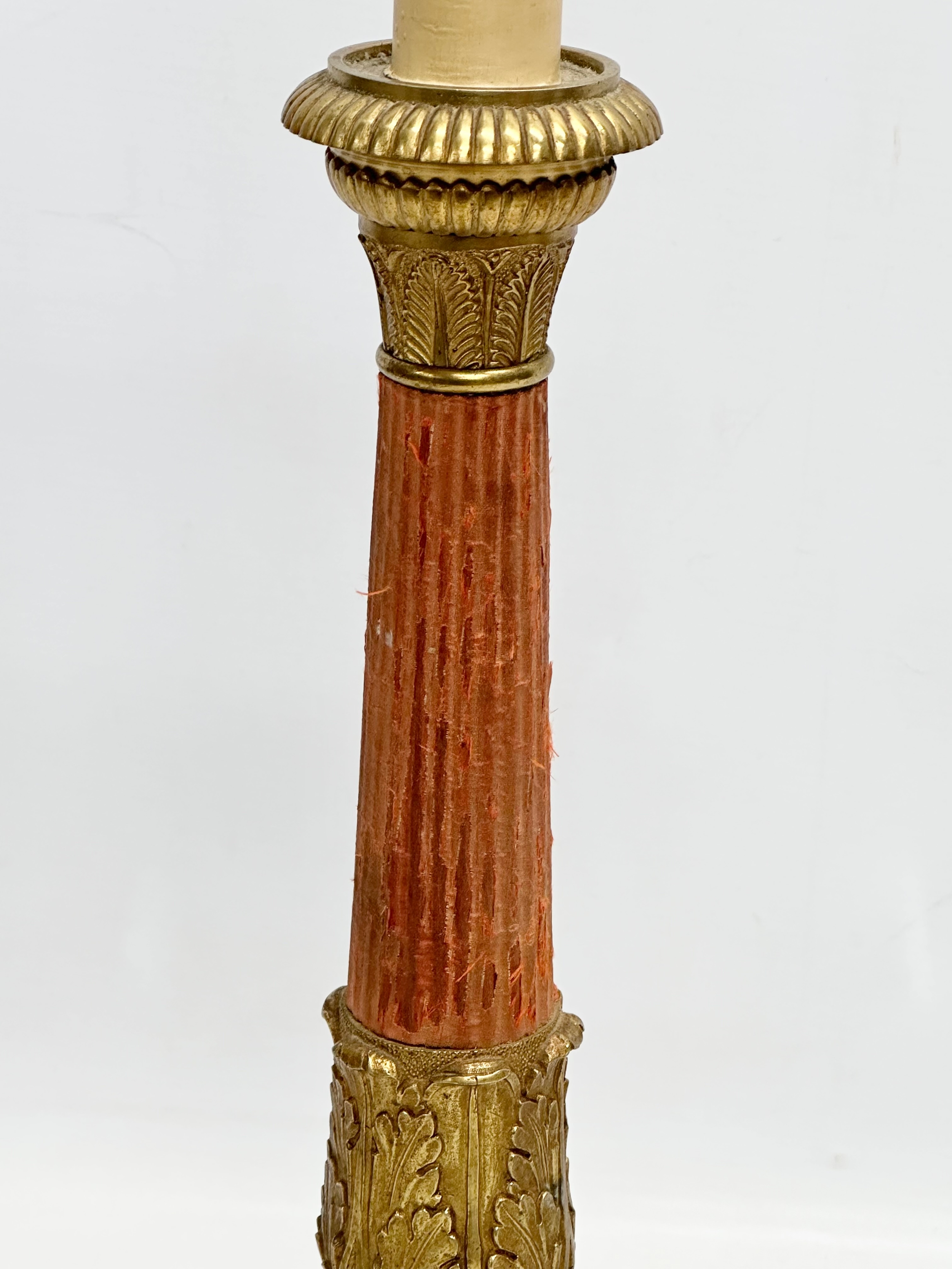 A good quality early 20th century French Empire style brass table lamp with 3 paw feet. Circa - Image 4 of 5