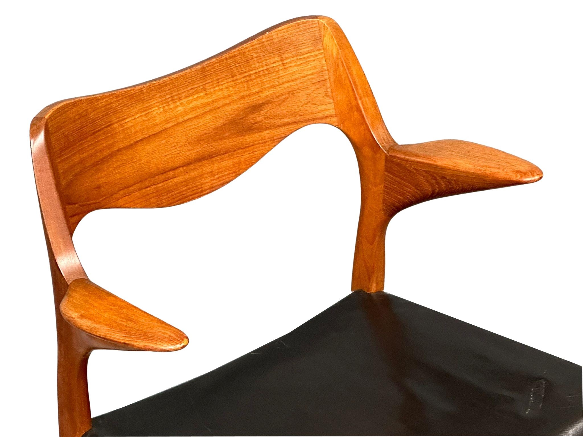 A set of 6 rare Danish Mid Century teak carver chairs designed by Niels Otto Moller for J.L. Moller. - Image 8 of 20