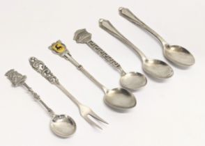 A collection of silver spoons, from The Netherlands, Norway, Germany, etc. Total weight 68.6g