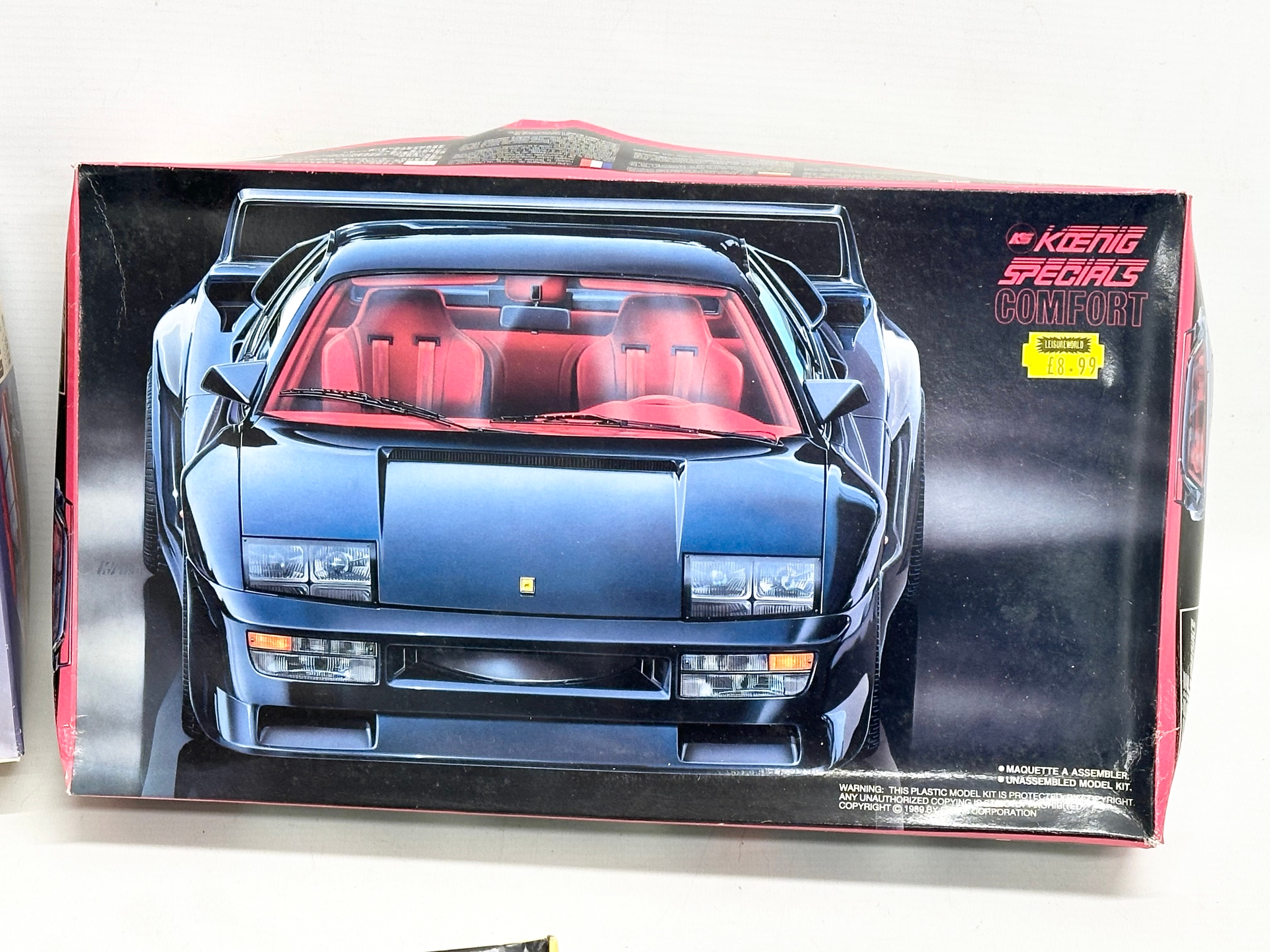 3 unused model car kits in boxes. Ferrari 348ts. Koenig Specials Comfort. Hasegawa Subaru Legacy - Image 3 of 7