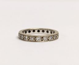 A 18ct white gold and diamond full hoop eternity ring. 1ct of diamonds. UK size N.