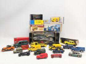 A collection of model cars and trucks, including Corgi, Matchbox, Lledo, Brumm, etc.
