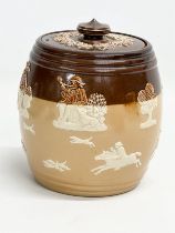 A large early 20th century Royal Doulton Lambeth ‘Harvest’ tobacco jar. 13.5x17cm