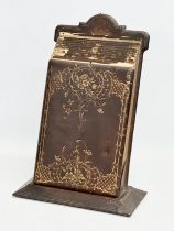 A Victorian leather and hand painted photo album. 26x13x38cm