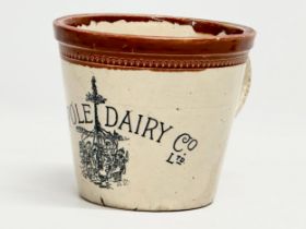 A late 19th century Maypole Dairy Co LTD butter crock with handle. 17x22x15cm