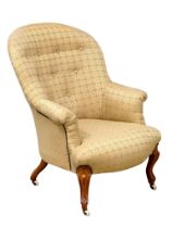 A Victorian walnut buttoned back armchair on Cabriole legs, circa 1870. 66x74x91cm
