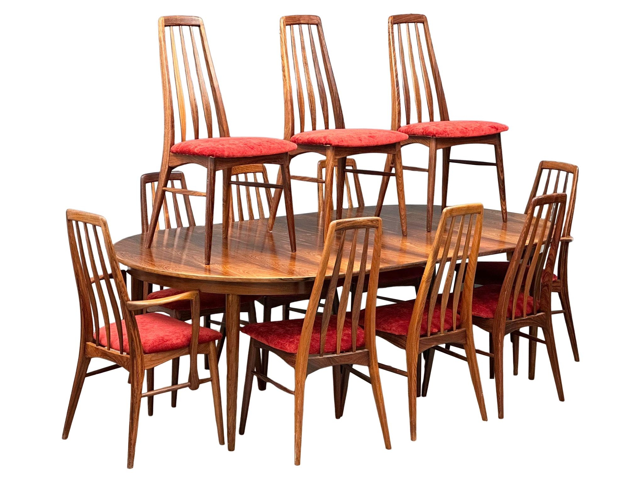 An exceptional quality rare set of 11 Danish Mid Century rosewood ‘Eva’ chairs, Niels Koefoed