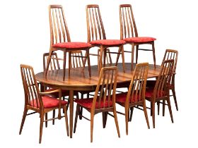 An exceptional quality rare set of 11 Danish Mid Century rosewood ‘Eva’ chairs, Niels Koefoed