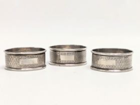 A set of 3 silver napkin rings by William Adams Ltd. Birmingham, 1949. 25.8g