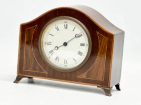 An Edwardian inlaid mahogany mantle clock. 18x8x15cm