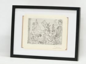 A genuine signed Picasso ‘Vollard Suite’ print. Dated 1934. Reframed. 28x21.5cm. Frame 42.5x32.5cm.